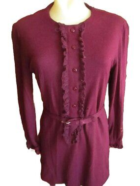 6 Vintage 1970's Women's Dress MINNESOTA WOOLENS ROYAL PURPE BELTED MOD ACRYLIC